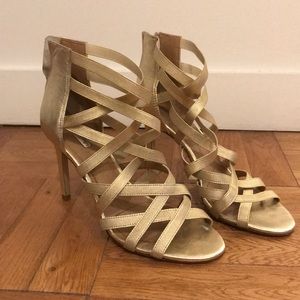 Tahari gold strappy heels